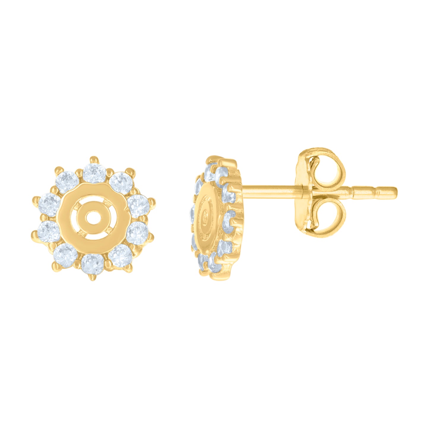 10k Yellow Gold Womens Cubic Zirconia Flower Fashion Stud Earrings
