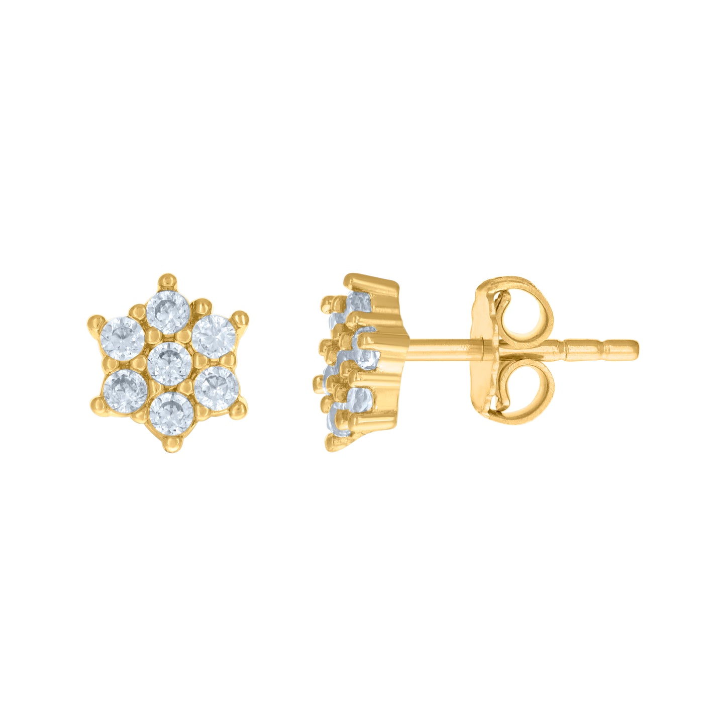 10k Yellow Gold Womens Cubic Zirconia Flower Fashion Stud Earrings