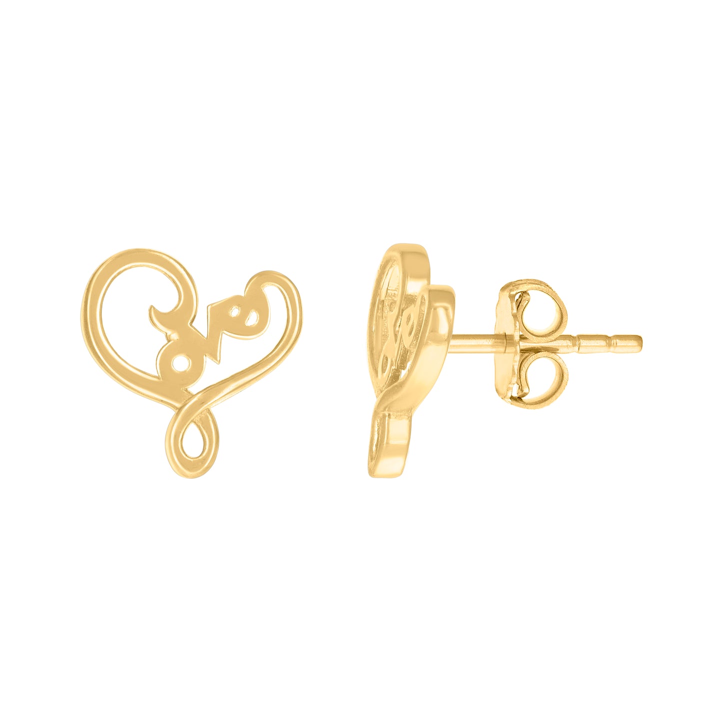 10k Yellow Gold Womens Twisted Love Stud Earrings