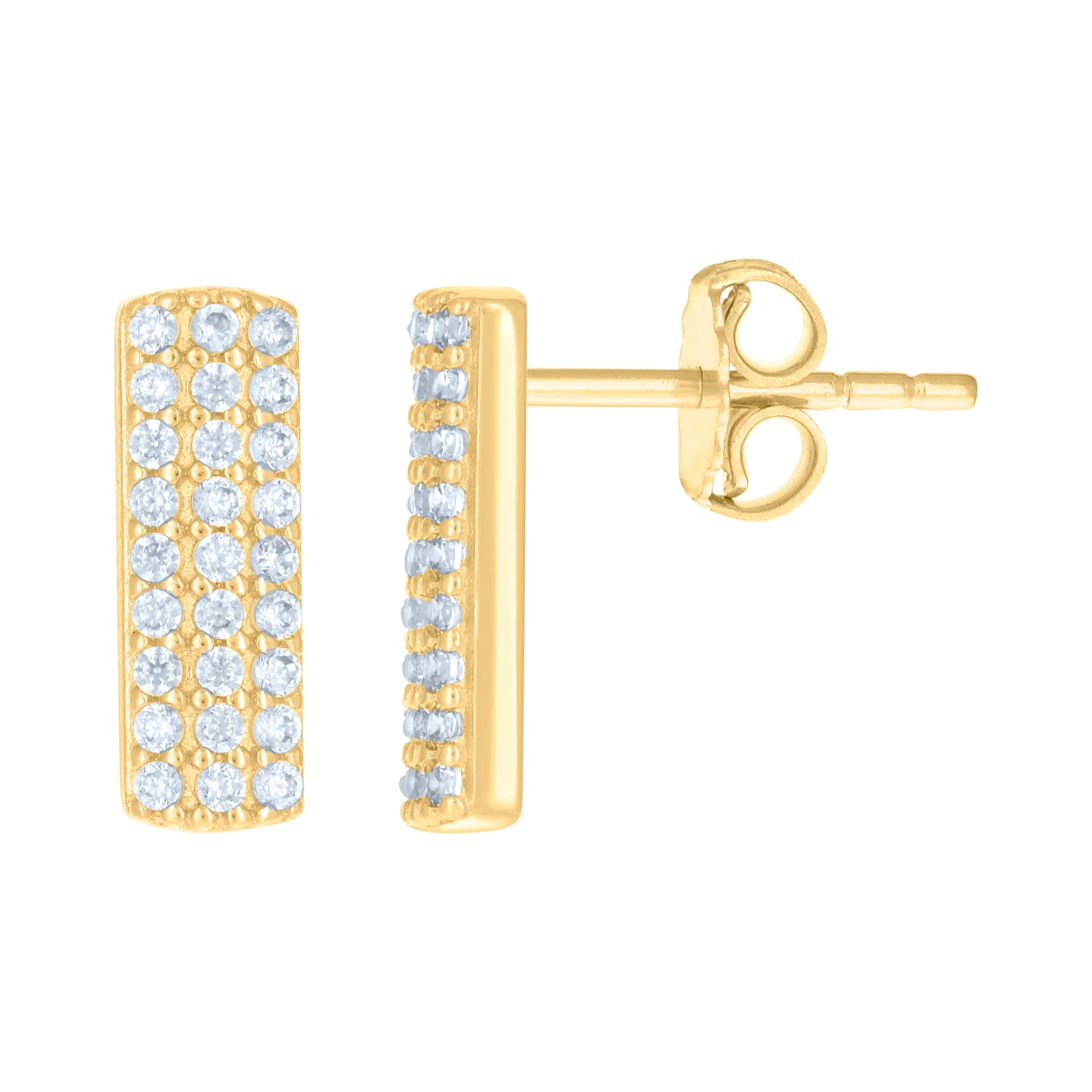 10k Yellow Gold Womens Cubic Zirconia Elongated Bar Fashion Stud Earrings