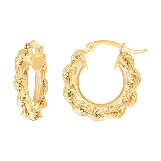 10k Yellow Gold Womens Fancy Twisted Rope Hoop Earrings 3mm-19