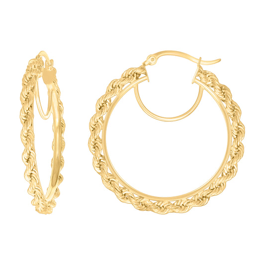 10k Yellow Gold Womens Fancy Twisted Rope Hoop Earrings 3mm-38