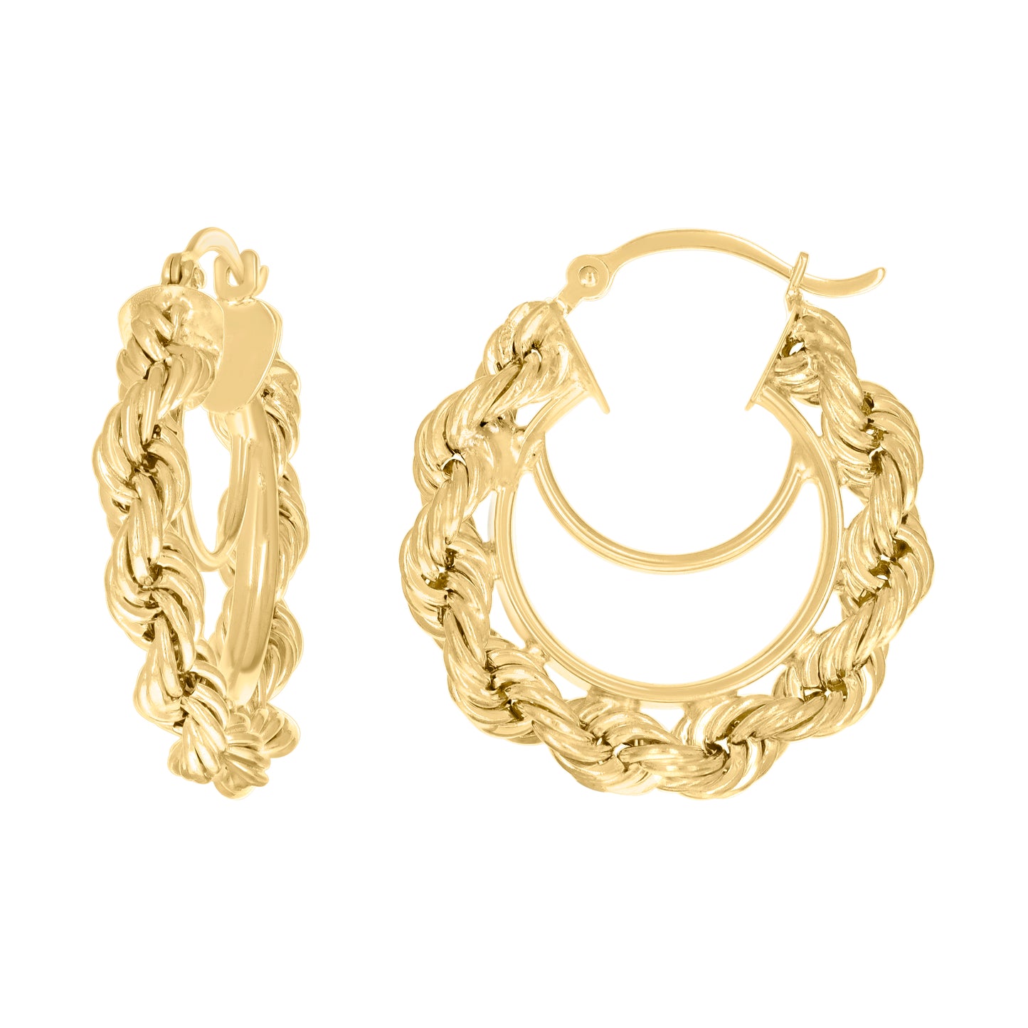 10k Yellow Gold Womens Fancy Twisted Rope Hoop Earrings 4mm-25