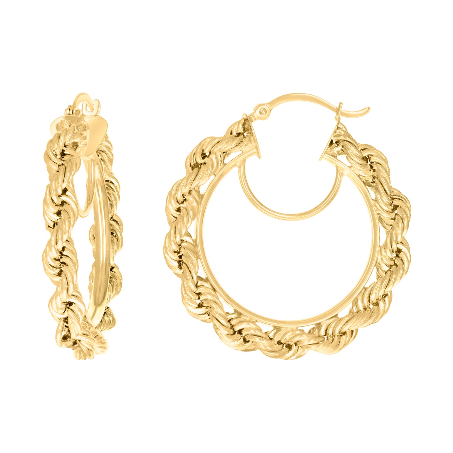 10k Yellow Gold Womens Fancy Twisted Rope Hoop Earrings 4mm-31