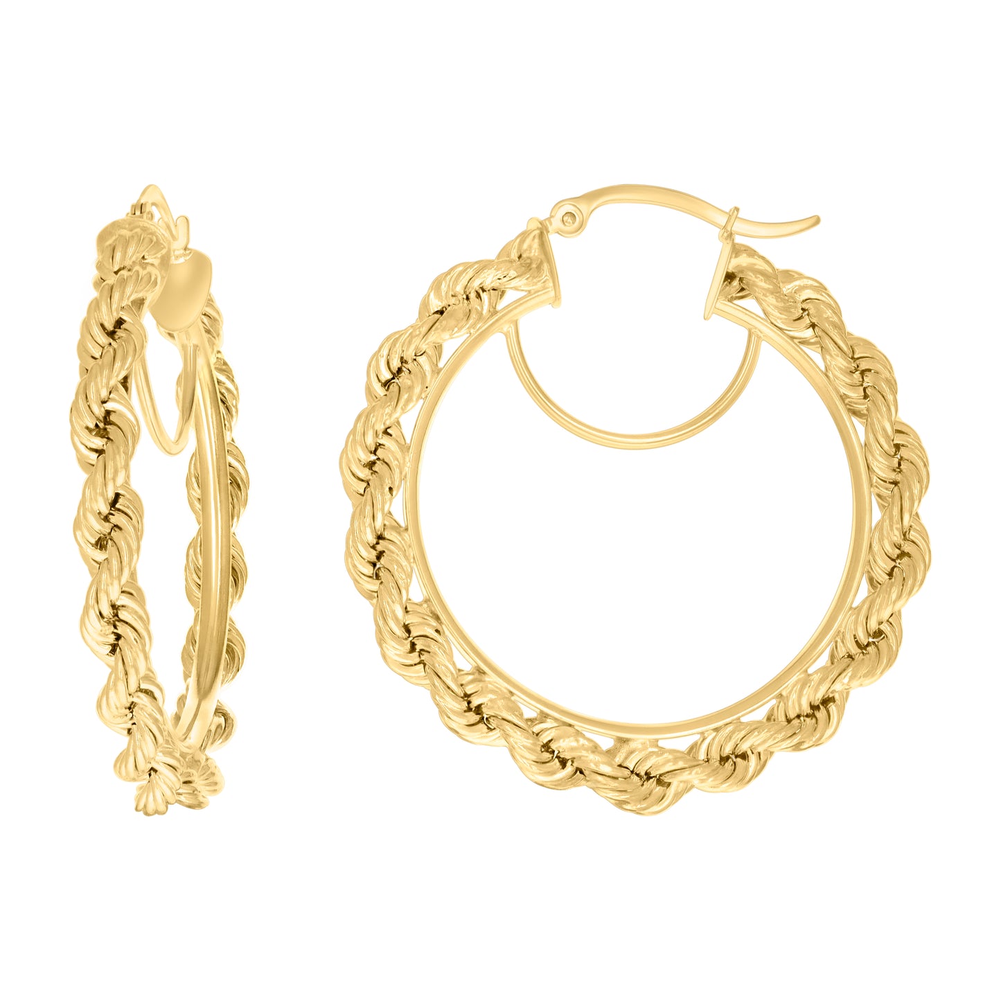 10k Yellow Gold Womens Fancy Twisted Rope Hoop Earrings 4mm-38