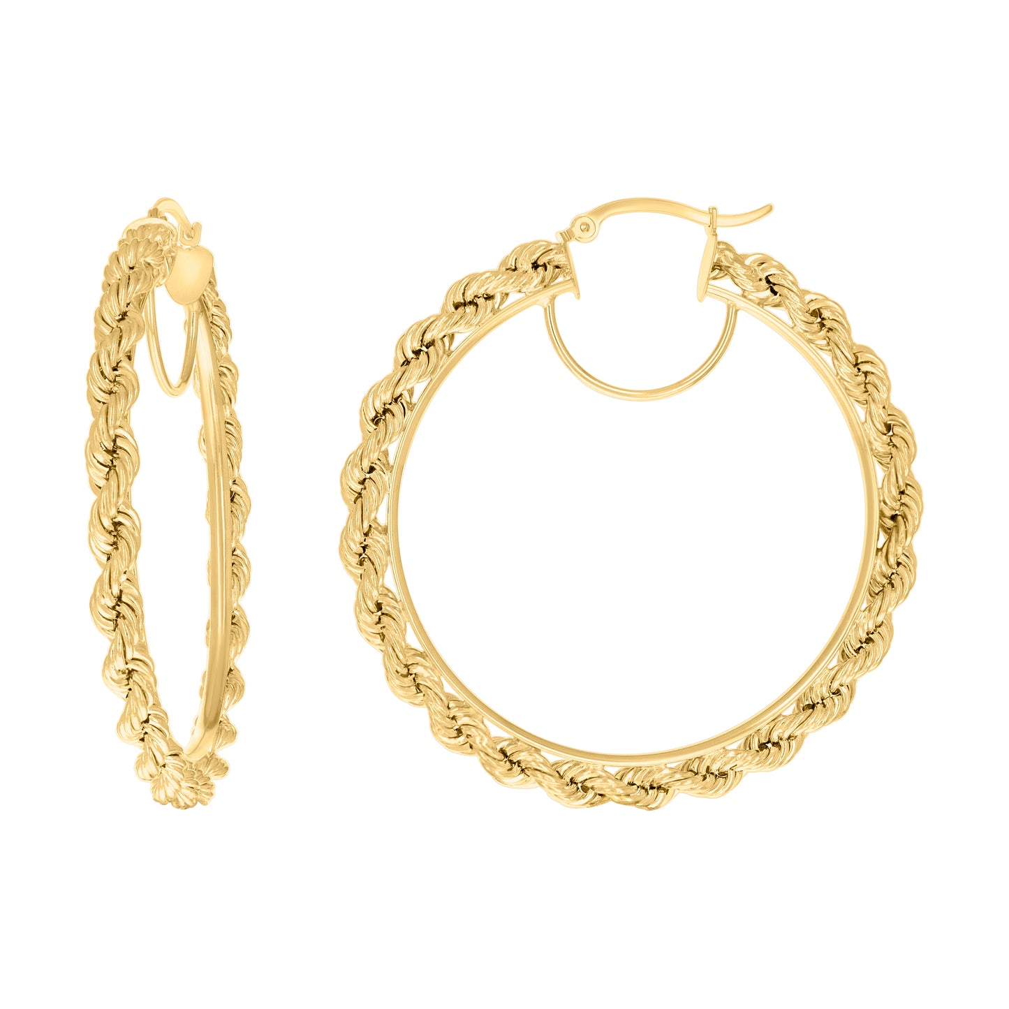 10k Yellow Gold Womens Fancy Twisted Rope Hoop Earrings 4mm-50