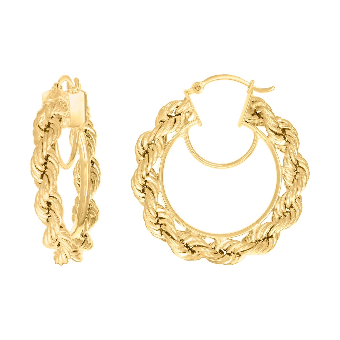 10k Yellow Gold Womens Fancy Twisted Rope Hoop Earrings 5mm-31