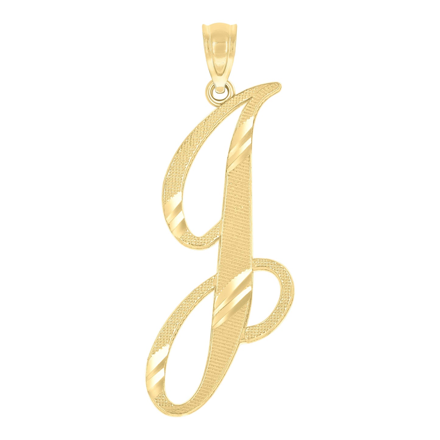 10k Yellow Gold Unisex Diamond Cut Initial J Charm Pendant