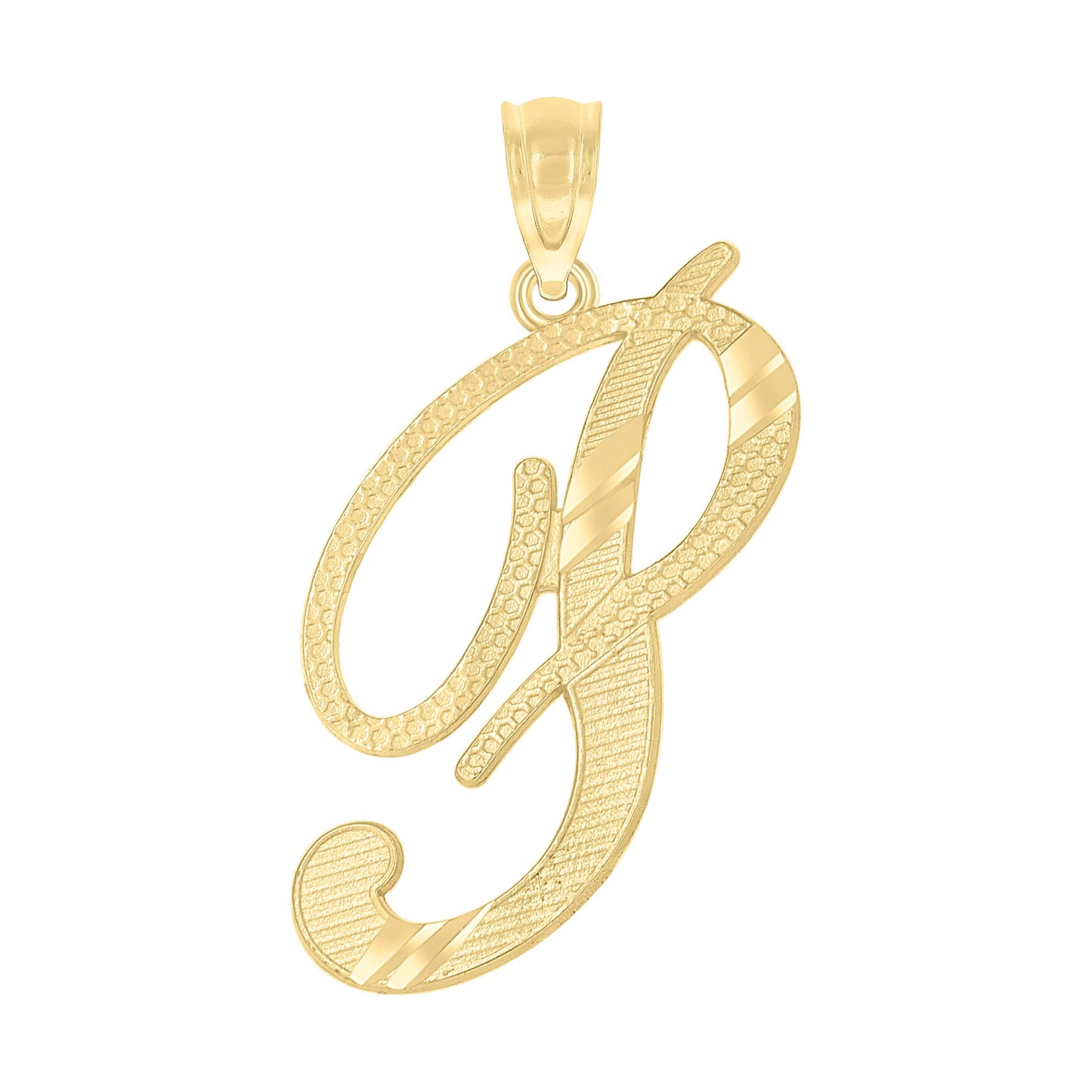 10k Yellow Gold Unisex Diamond Cut Initial P Charm Pendant