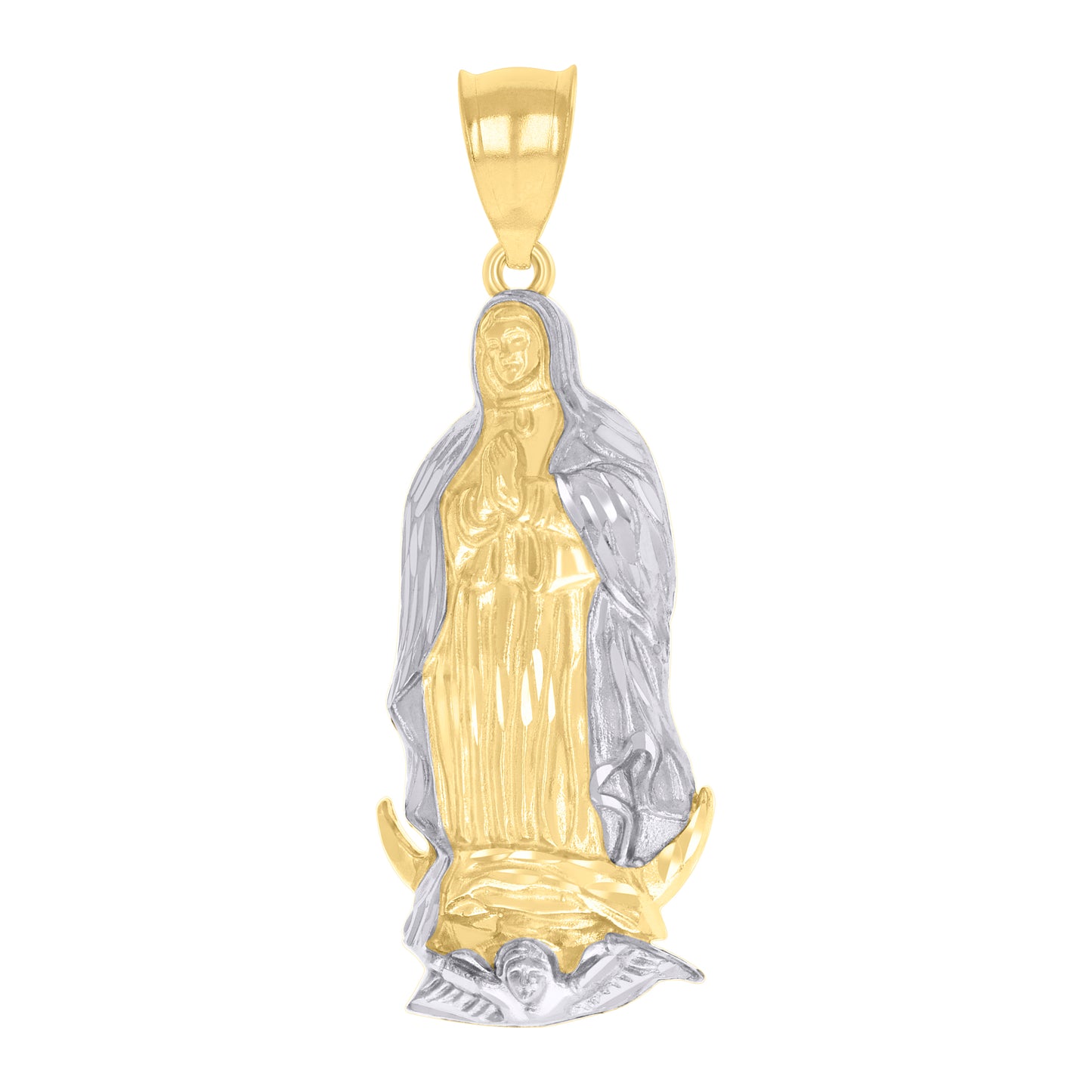 10kt Two-tone Gold Mens Guadalupe Religious Charm Pendant