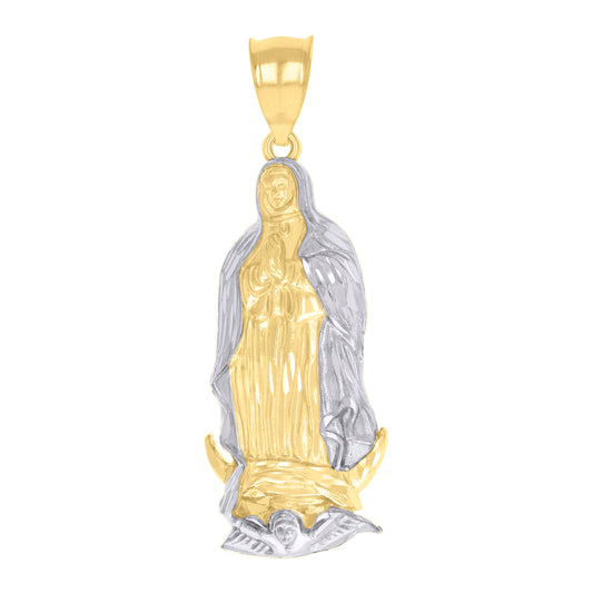 10kt Two-tone Gold Mens Guadalupe Religious Charm Pendant