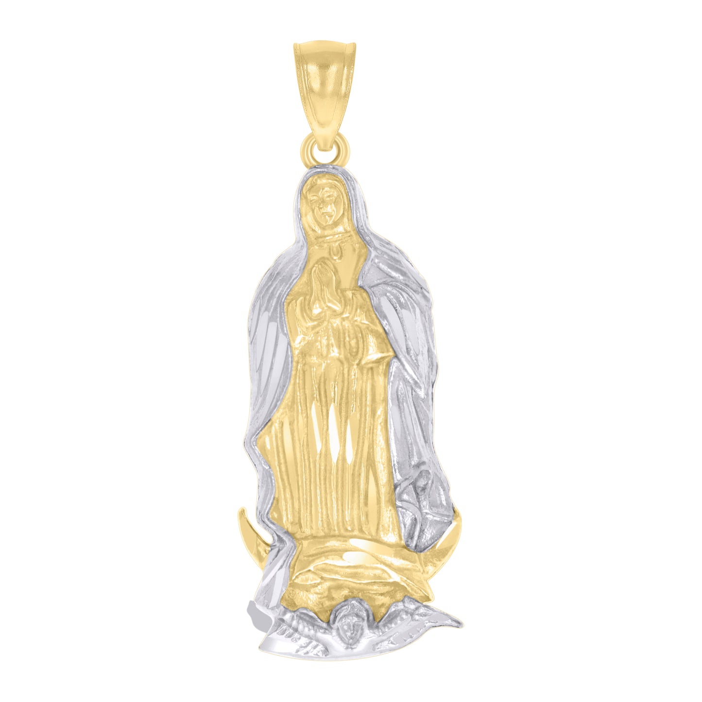 10kt Two-tone Gold Mens Guadalupe Religious Charm Pendant