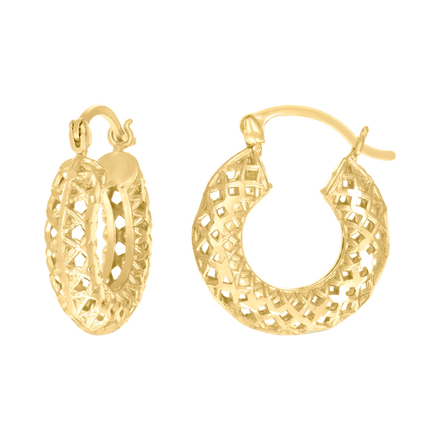 10k Yellow Gold Womens Hollow Round Hoop Earrings
