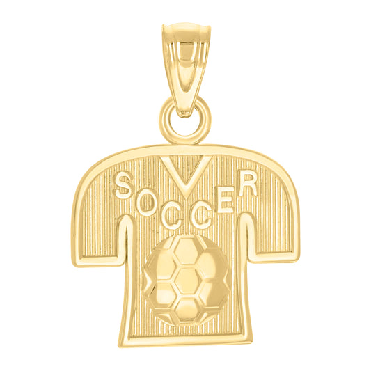 10k Yellow Gold Mens Soccer Shirt Sports Charm Pendant