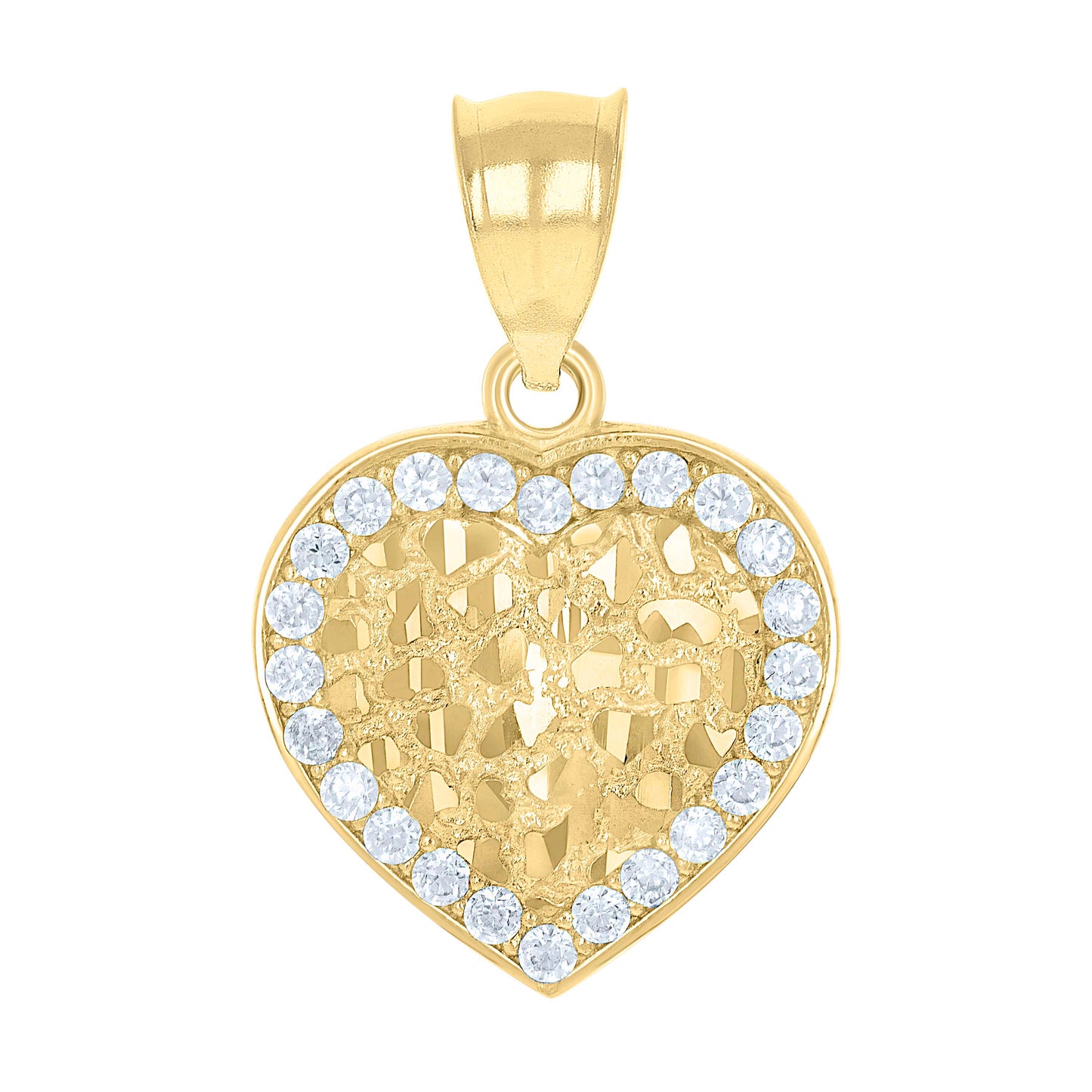 10k Yellow Gold Womens Cubic Zirconia Heart Charm Pendant