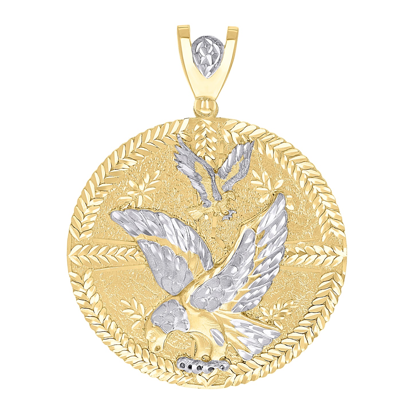10k Two tone Gold Mens Patriotism Eagle Bird Wildlife Charm Pendant