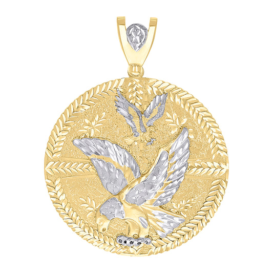 10k Two tone Gold Mens Patriotism Eagle Bird Wildlife Charm Pendant
