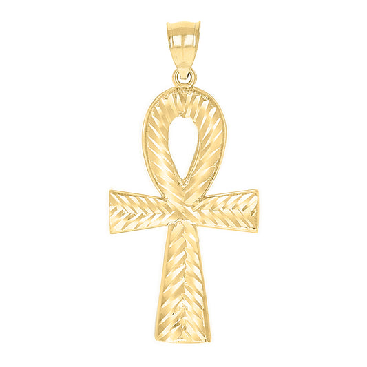10kt Yellow Gold Unisex Egyptian Ankh Cross Religious Charm Pendant