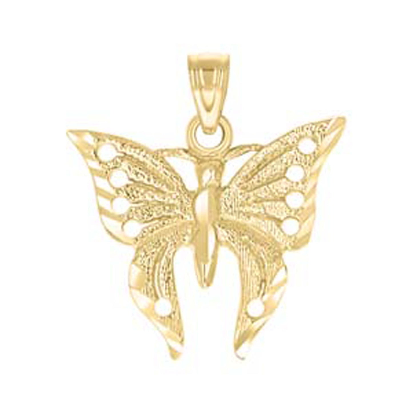 10k Yellow Gold Womens Butterfly Charm Pendant