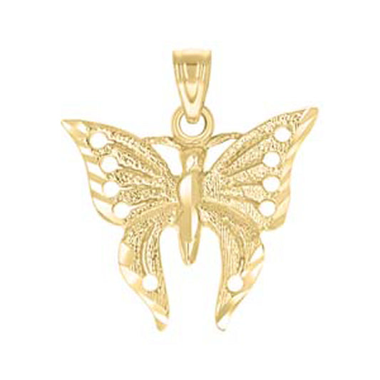 10k Yellow Gold Womens Butterfly Charm Pendant