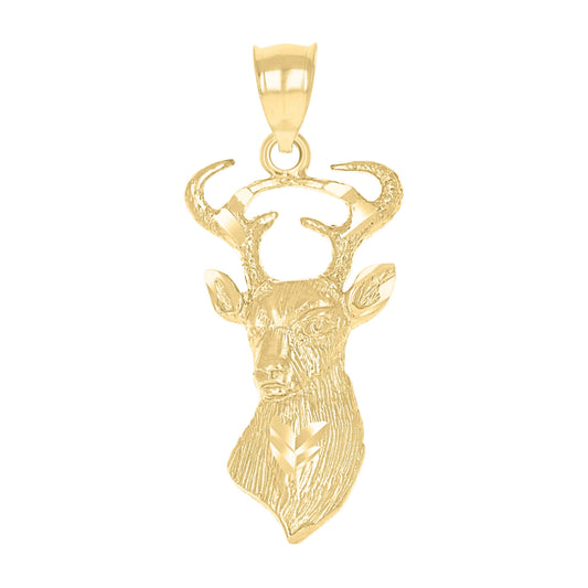10k Yellow Gold Womens Diamond Cut Deer Animal Charm Pendant