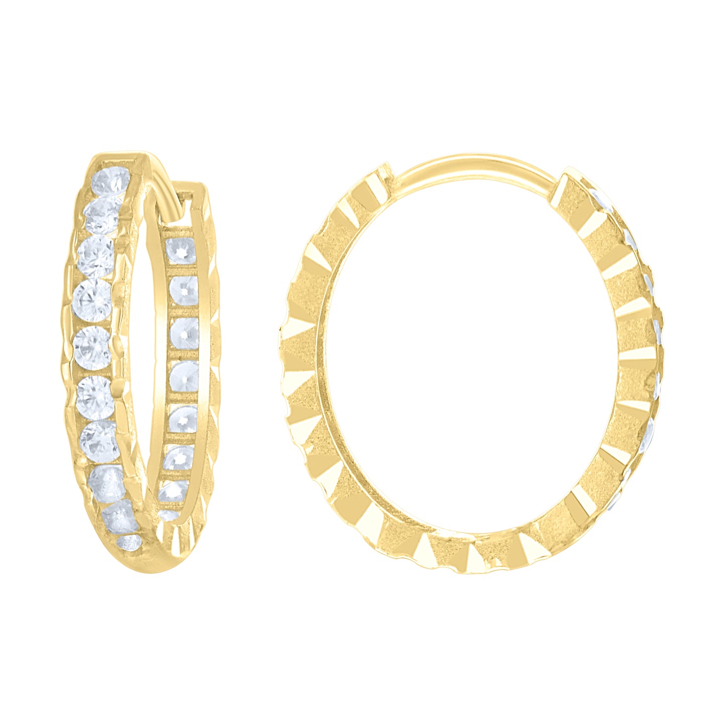 10k Yellow Gold Womens Cubic Zirconia Fashion Hoop Earrings