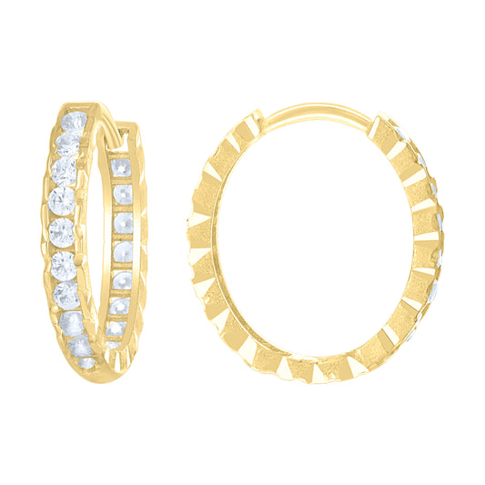 10k Yellow Gold Womens Cubic Zirconia Fashion Hoop Earrings
