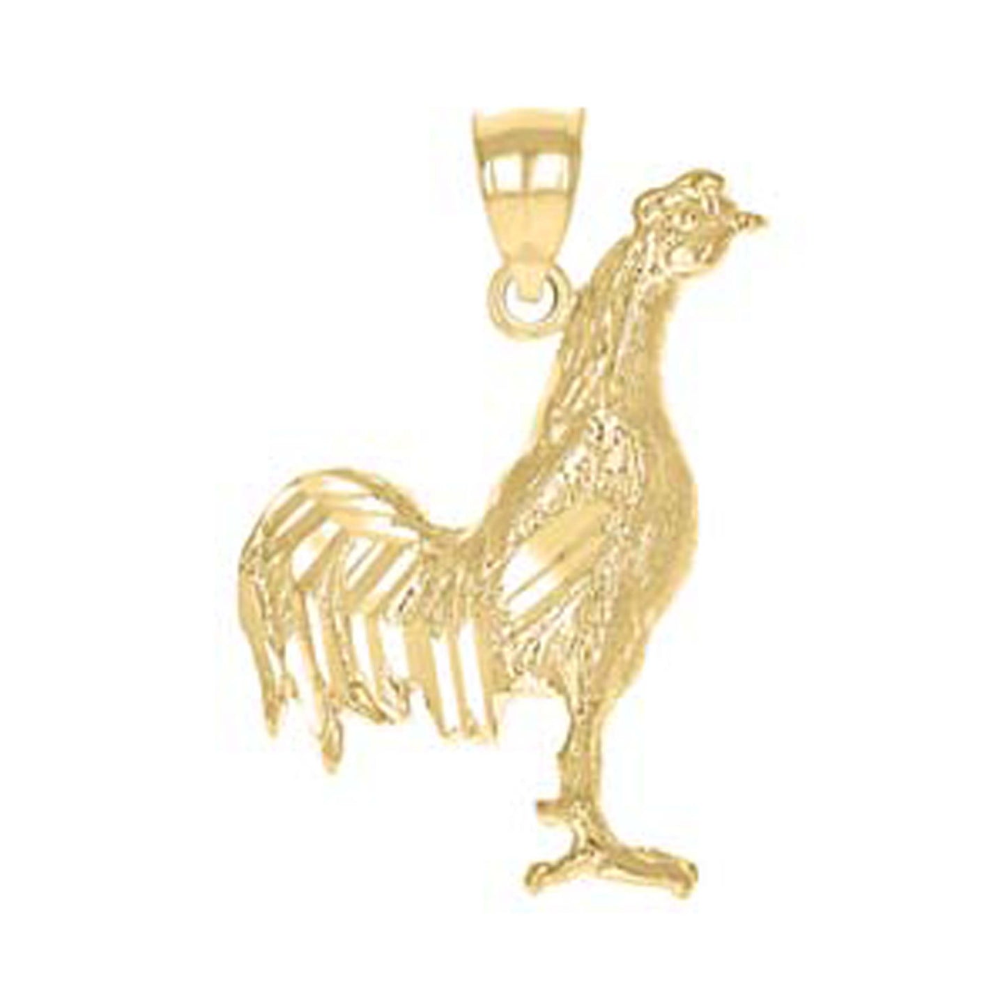 10k Yellow Gold Womens Mens Rooster Animal Charm Pendant