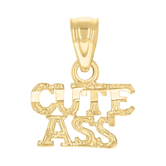 10k Yellow Gold Womens Cute Ass Letters & Words Charm Pendant