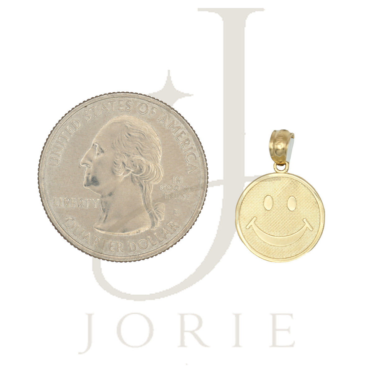 10k Yellow Gold Smiley Face Emoji Round Charm Pendant