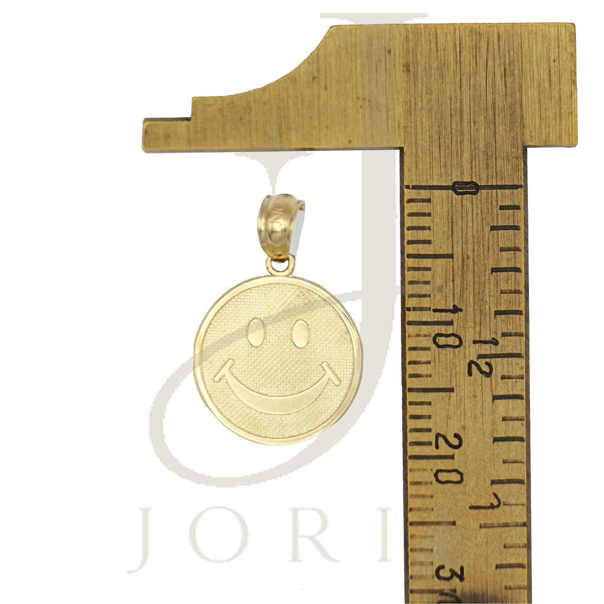 10k Yellow Gold Smiley Face Emoji Round Charm Pendant