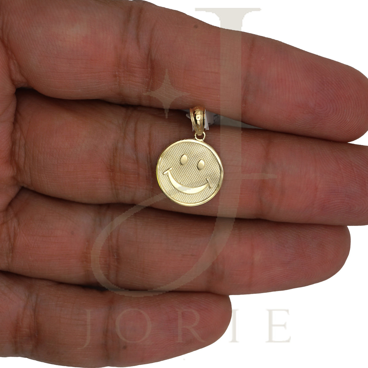 10k Yellow Gold Smiley Face Emoji Round Charm Pendant