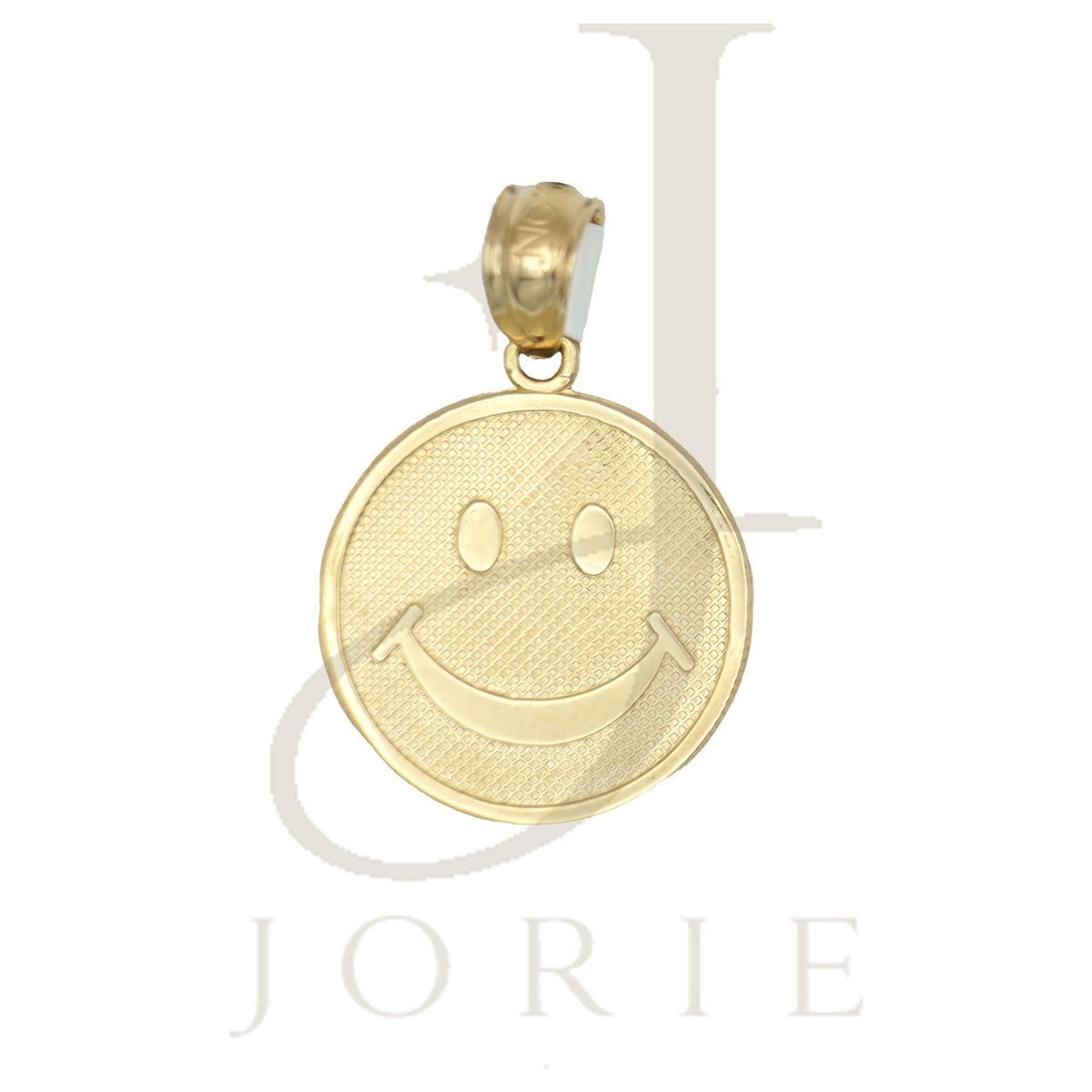 10k Yellow Gold Smiley Face Emoji Round Charm Pendant
