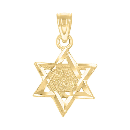 10kt Yellow Gold Unisex Star Of David Religious Charm Pendant