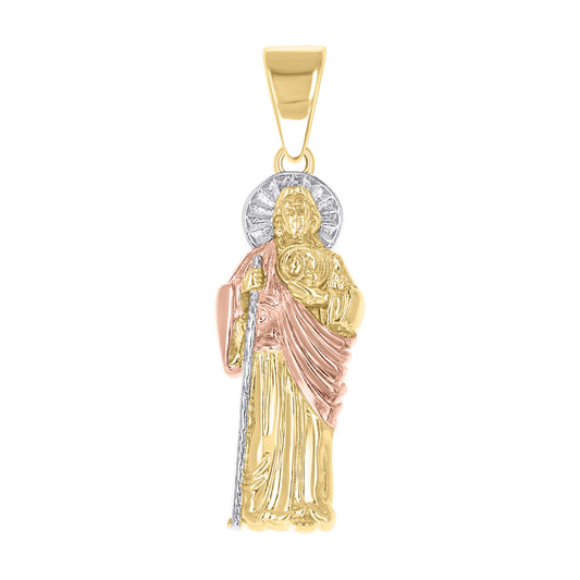 10kt Tri-Color Gold Unisex St. Jude Saint Religious Pendant