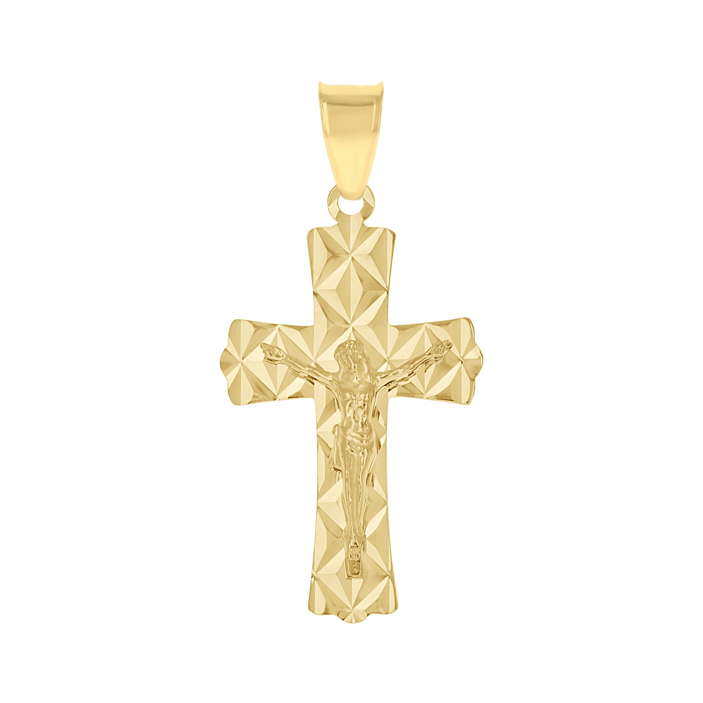 10kt Yellow Gold Unisex Crucifix Cross Religious Pendant