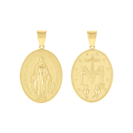 10kt Yellow Gold Unisex Miraculous Medal Religious Pendant