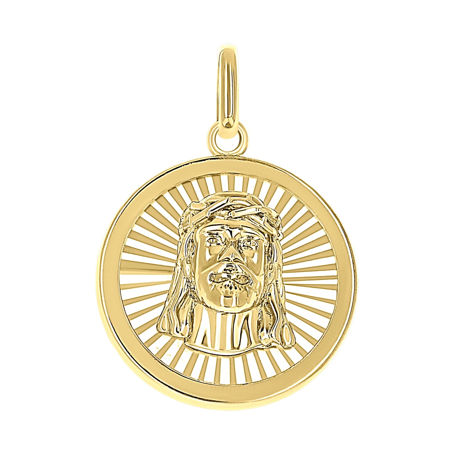 10kt Yellow Gold Unisex Round Jesus Religious Pendant