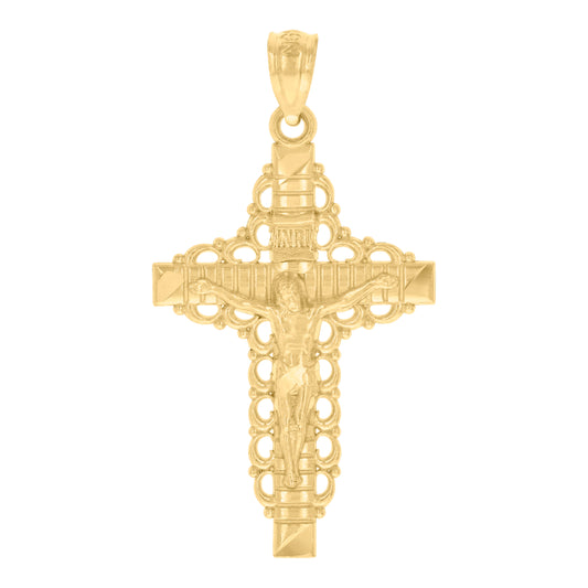 10kt Yellow Gold Unisex Cross Crucifix Religious Charm Pendant