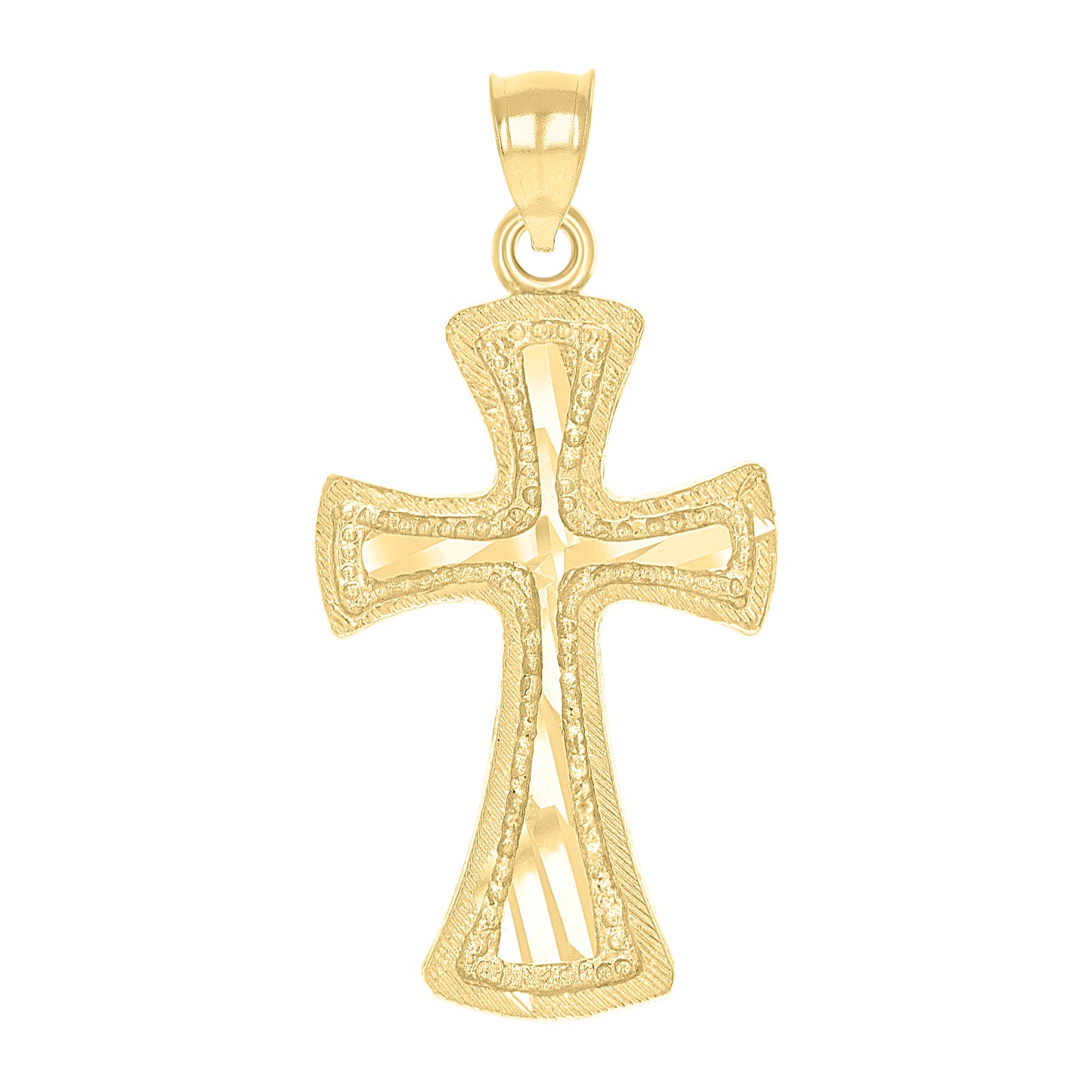 10kt Yellow Gold Mens Women Textured Cross Religious Charm Pendant