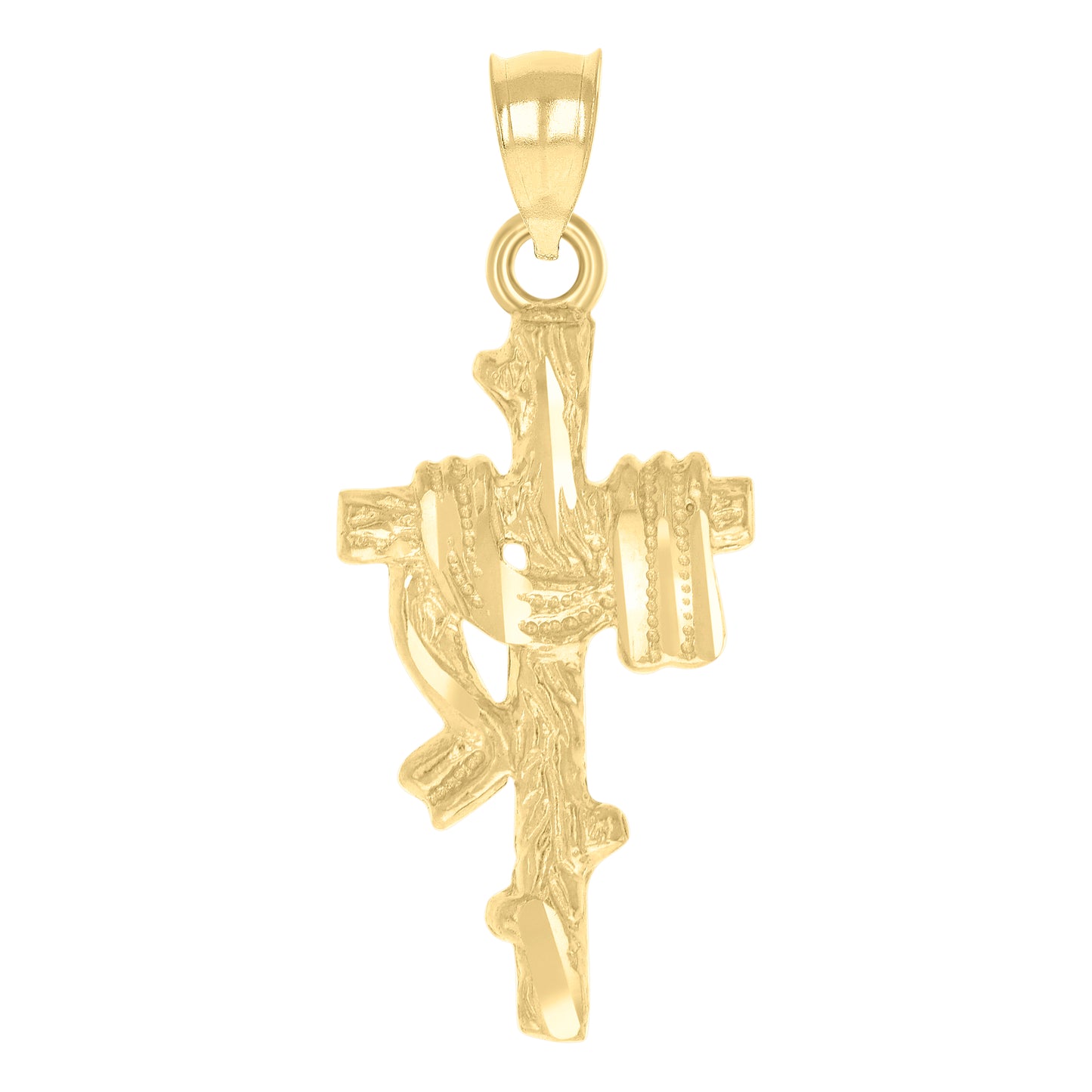 10kt Yellow Gold Diamond-Cut Unisex Wrapped Cross Religious Charm Pendant