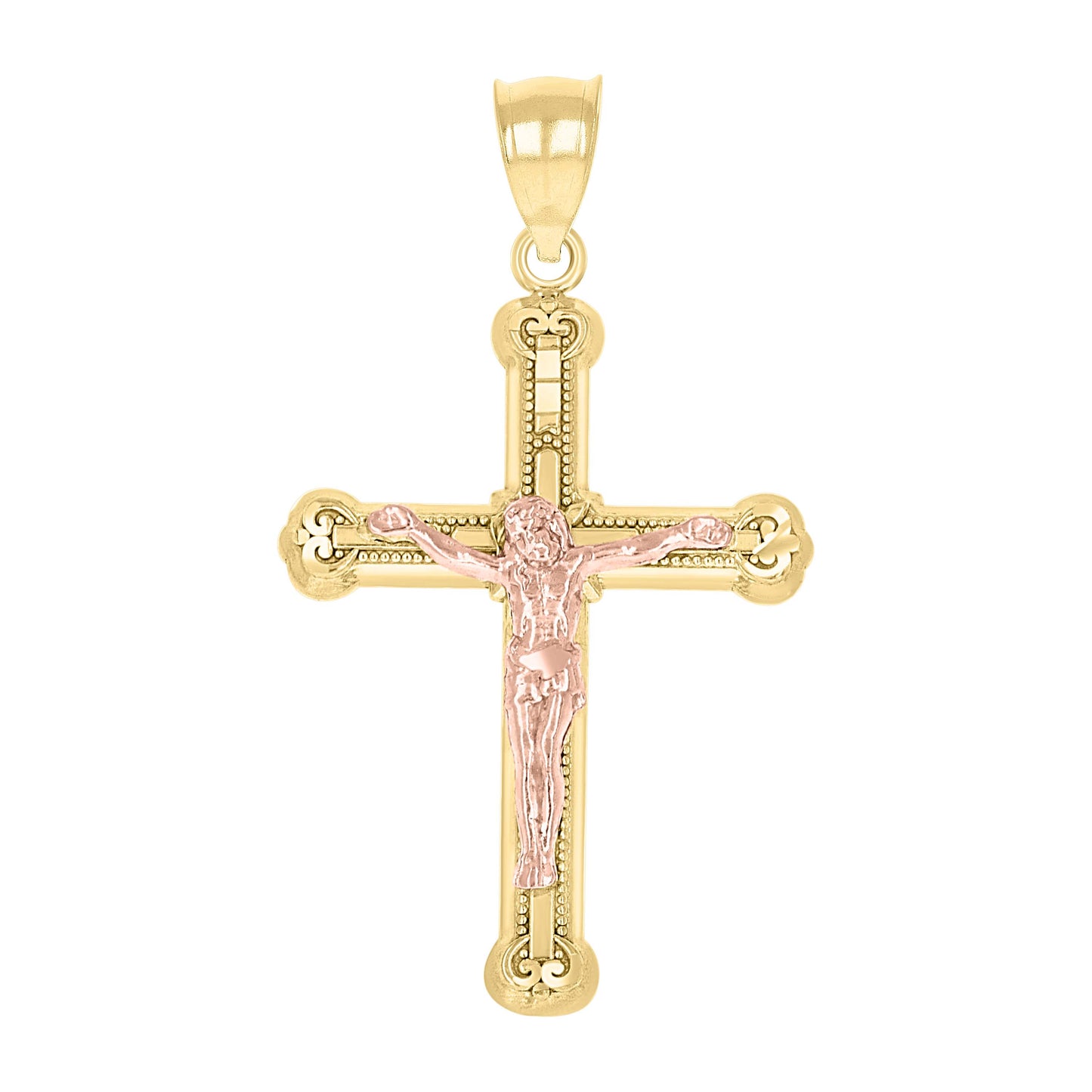 10kt Gold Two-Tone Unisex Cross Crucifix Religious Charm Pendant