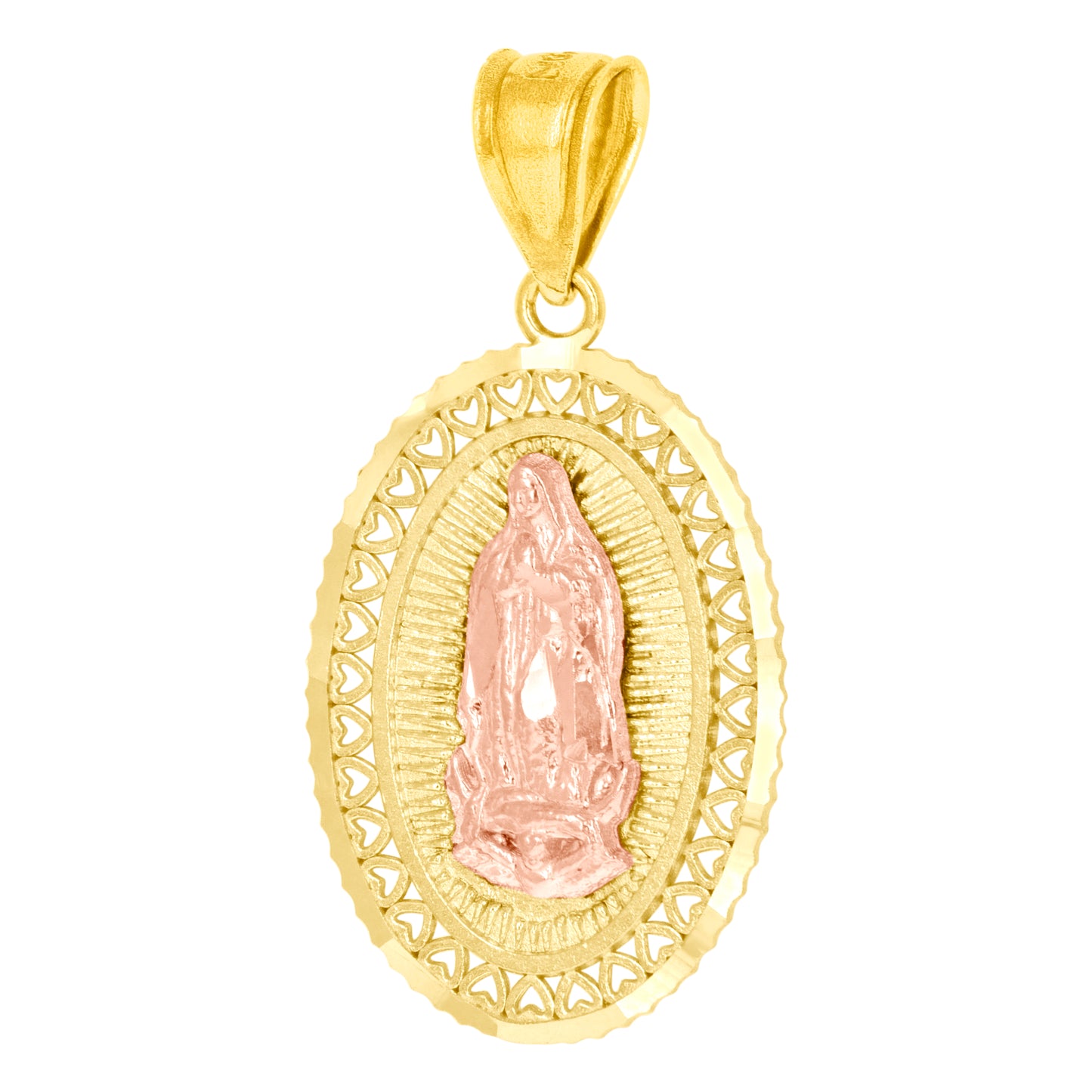 10kt Yellow Gold Unisex Lady Of Guadalupe Religious Charm Pendant