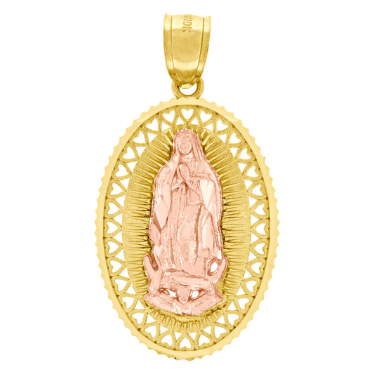 10kt Two-Tone Gold Unisex Lady Of Guadalupe Religious Charm Pendant