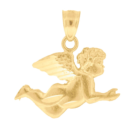 10k Yellow Gold Unisex Angel Religious Charm Pendant