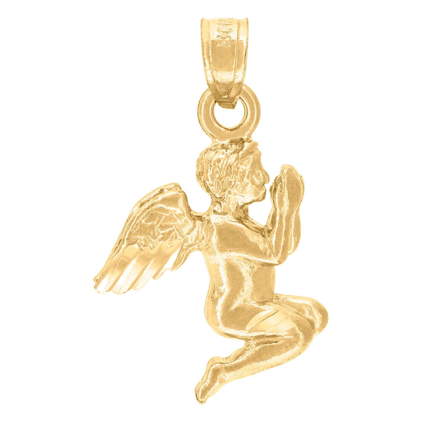 10k Yellow Gold Unisex Praying Angel Religious Charm Pendant