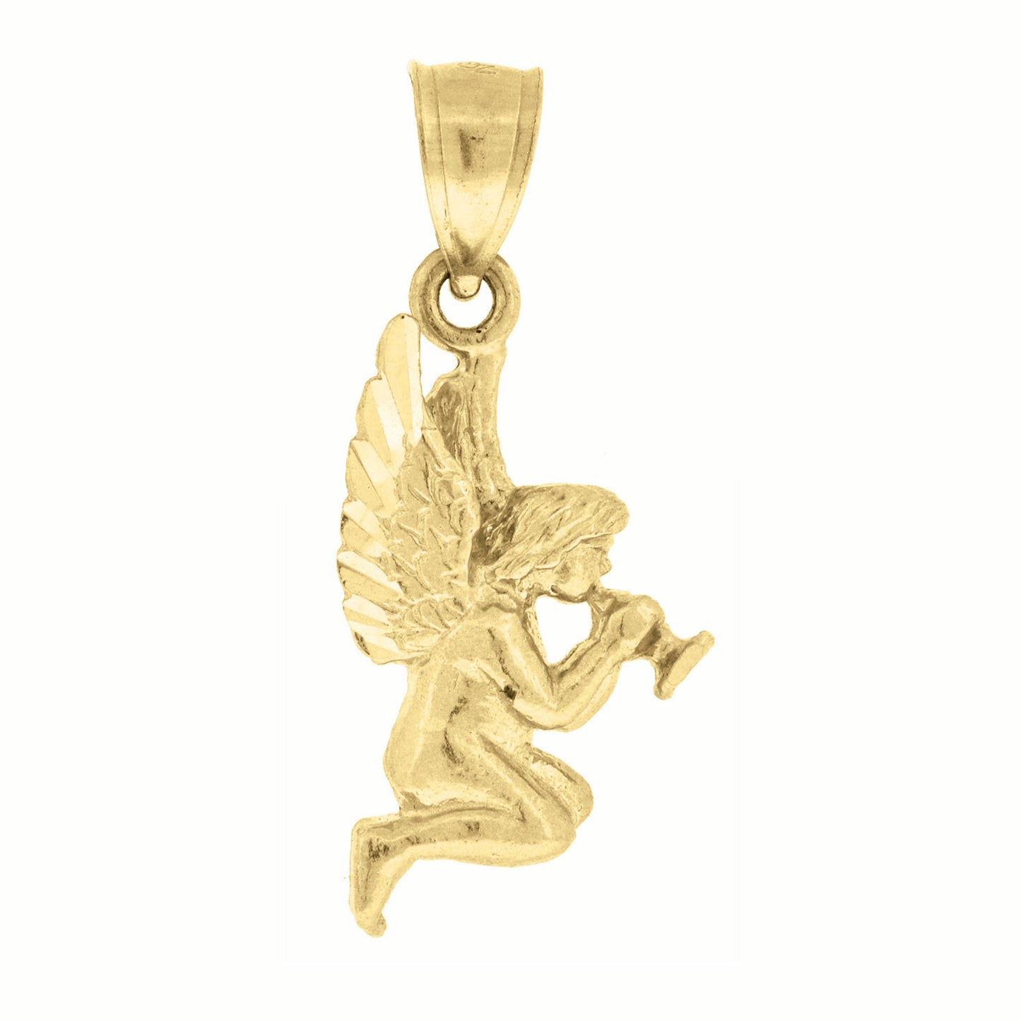 10k Yellow Gold Unisex Angel Religious Charm Pendant