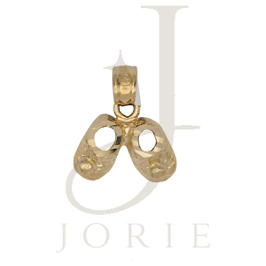 10k Yellow Gold Diamond Cut Baby Shoes Charm Pendant