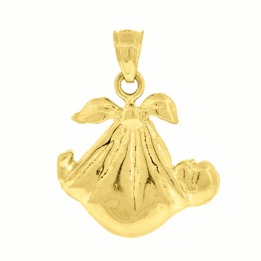 10k Yellow Gold Baby In Blanket Charm Pendant