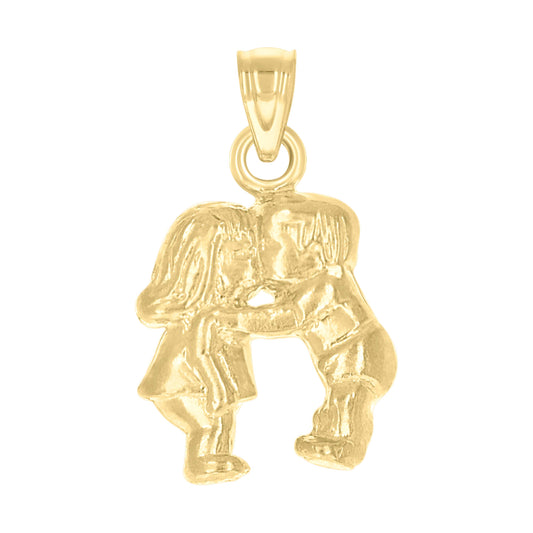 10k Yellow Gold Womens Baby Girl Boy Kissing Charm Pendant
